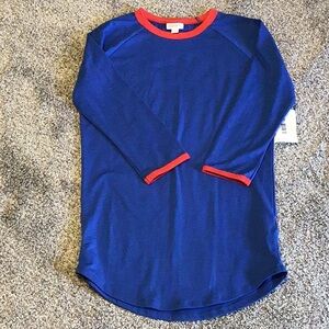 NWT Lularoe blue Randy long sleeve shirt, size xxs